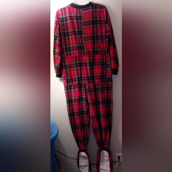 BIG FEET FLANNEL ADULT FOOTED UNISEX ONESIE PLAID PAJAMAS SZ. XL - Picture 4 of 6